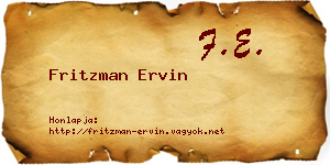 Fritzman Ervin névjegykártya
